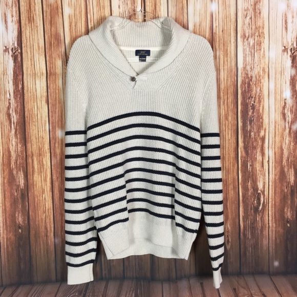 Brooks Brothers Other - Brooks Brothers LG 346 Cream Navy Striped Sweater